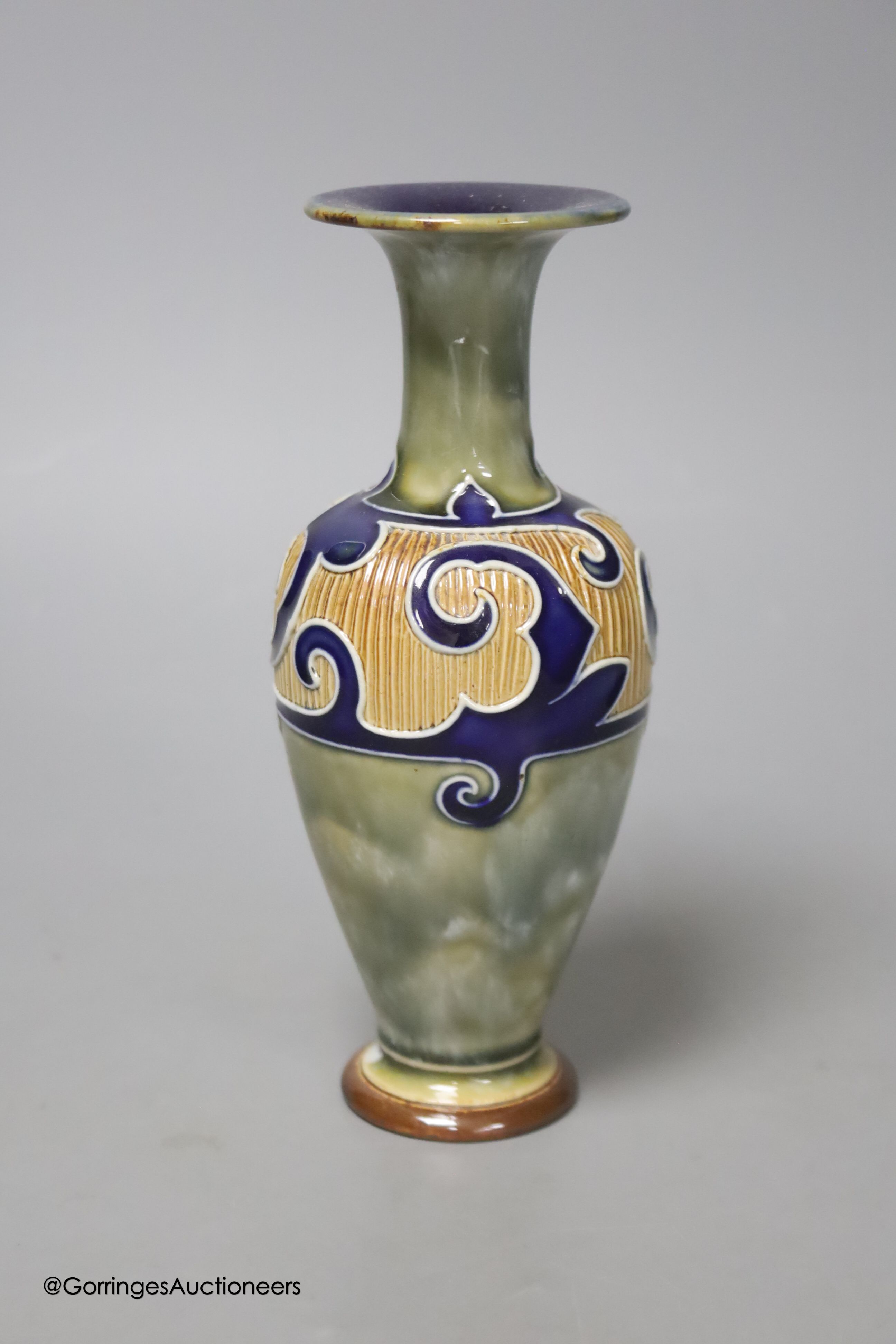 A Royal Doulton stoneware vase by Frank Butler, height 17cm